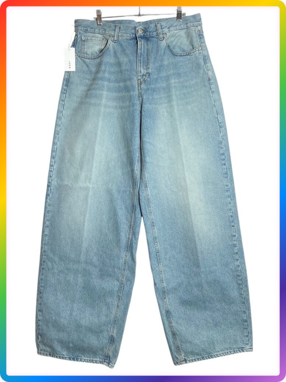6397 Roomy Jeans NP343 SIZE 31 Light Ash Blue Wide Leg 100% Cotton Italy NWT